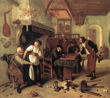 En The Tavern, el pintor de género holandés Jan Steen. Pinturas al óleo